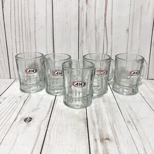 Vintage Mini A&W Root Beer Heavy Glass Mugs All American Food Lot of 5 Glasses